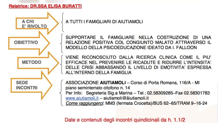 Corso Psicoeducazionale per Famigliari